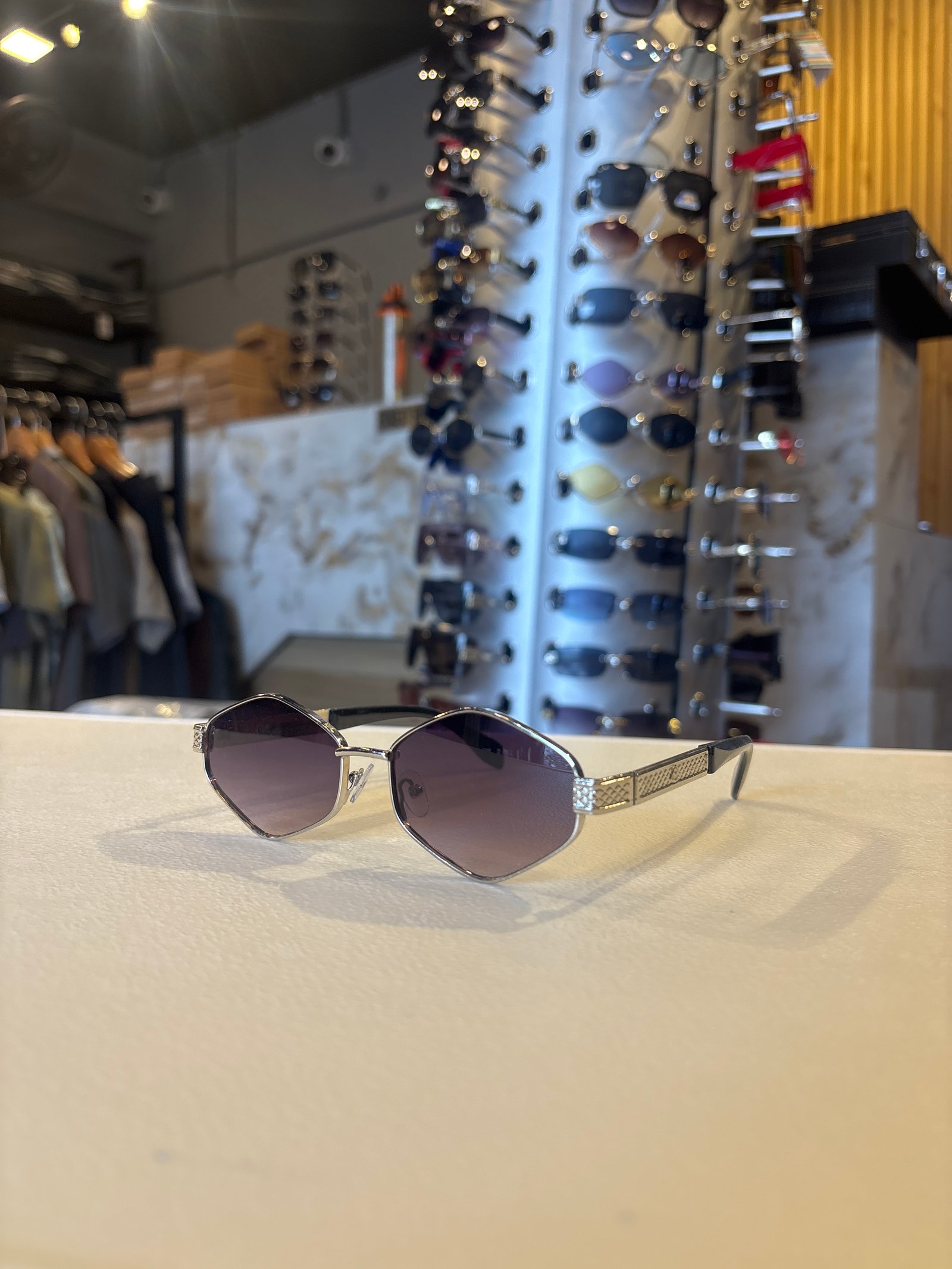 Silver Aviator Sunglasses with Dark Lenses