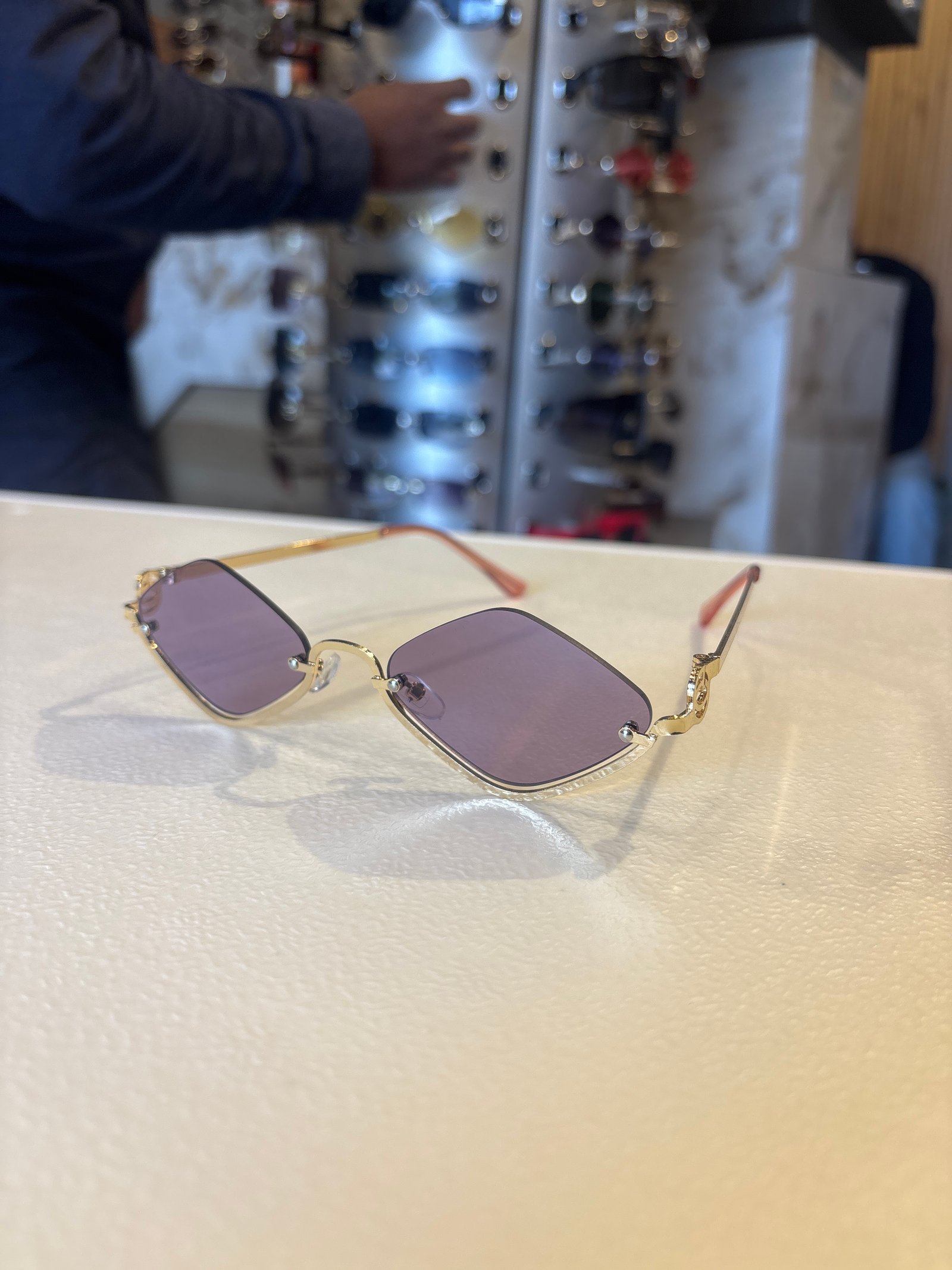 Gold Tortoiseshell Sunglasses with Purple Lenses for Men