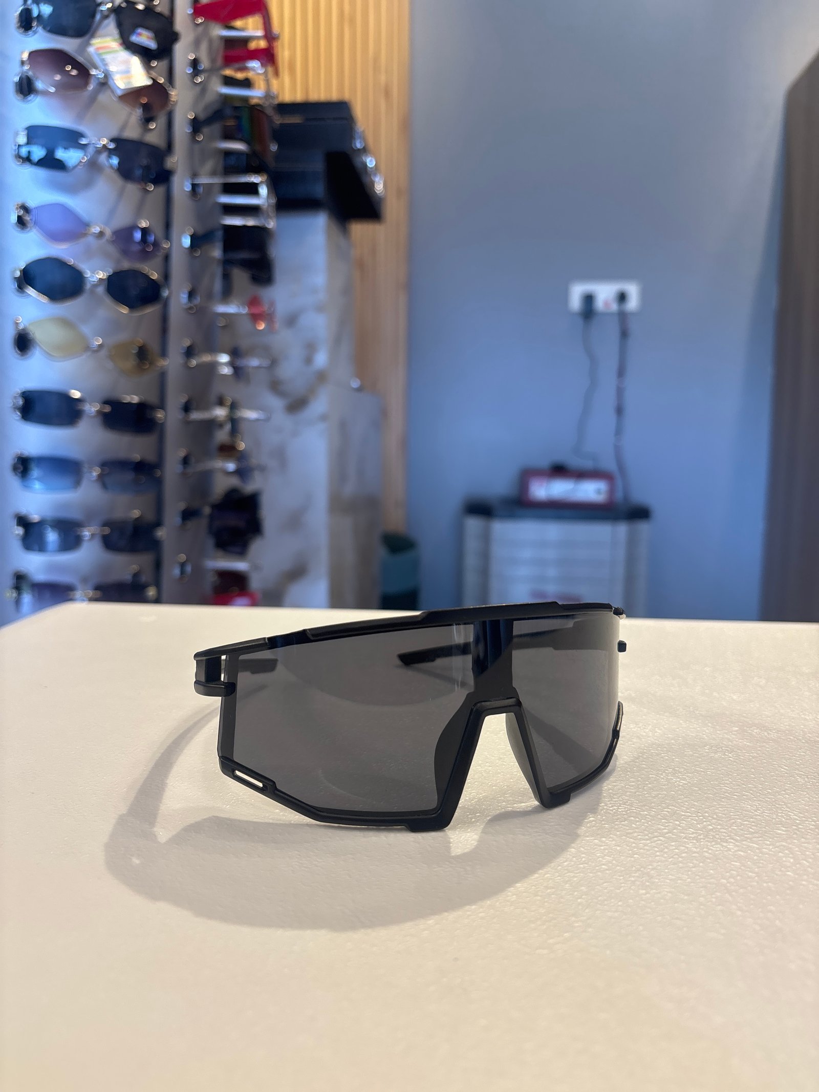 Futuristic Black Sunglasses with Dark Lenses for Men