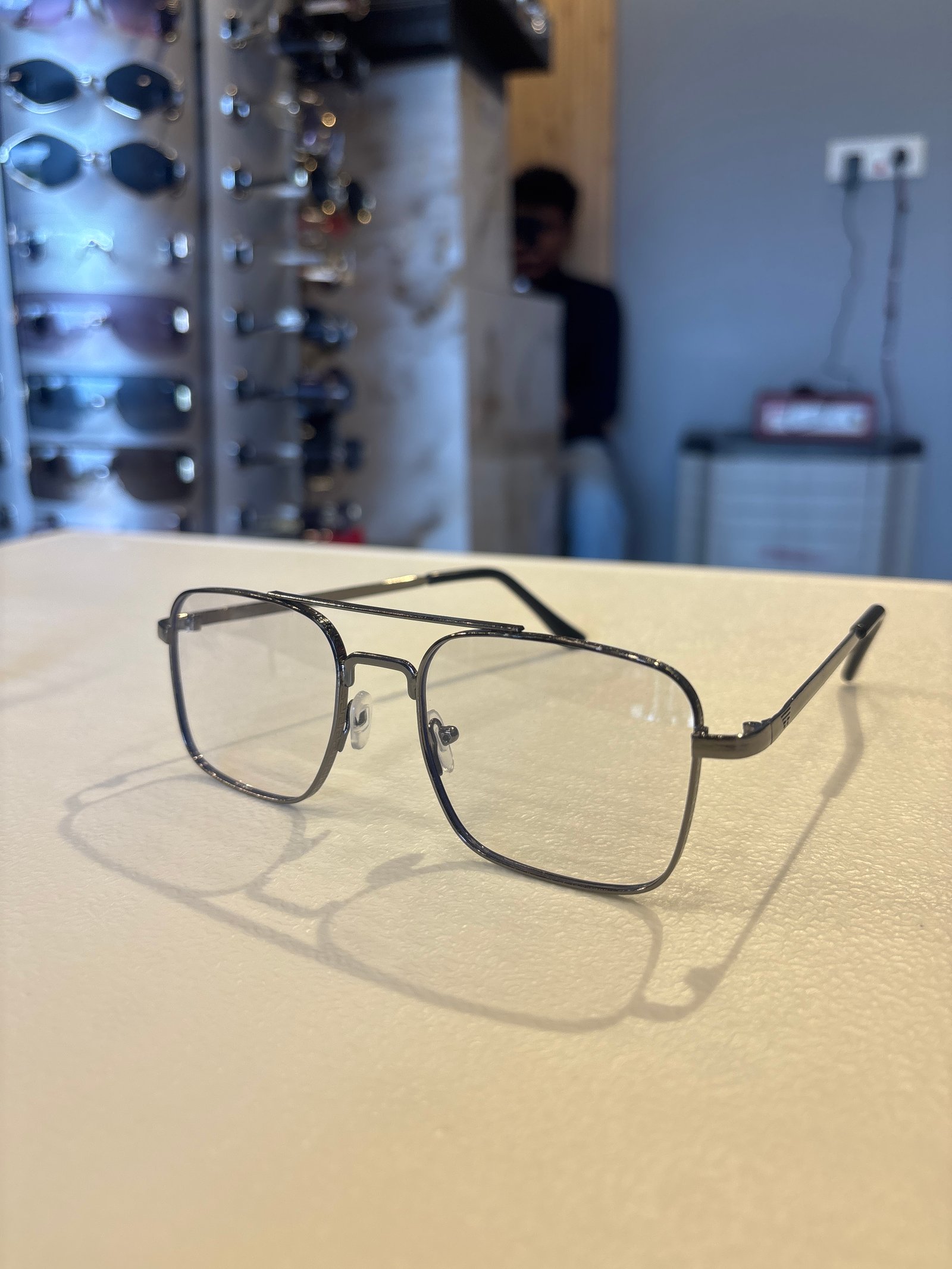 Black Metal Rectangular Spectacles for Men