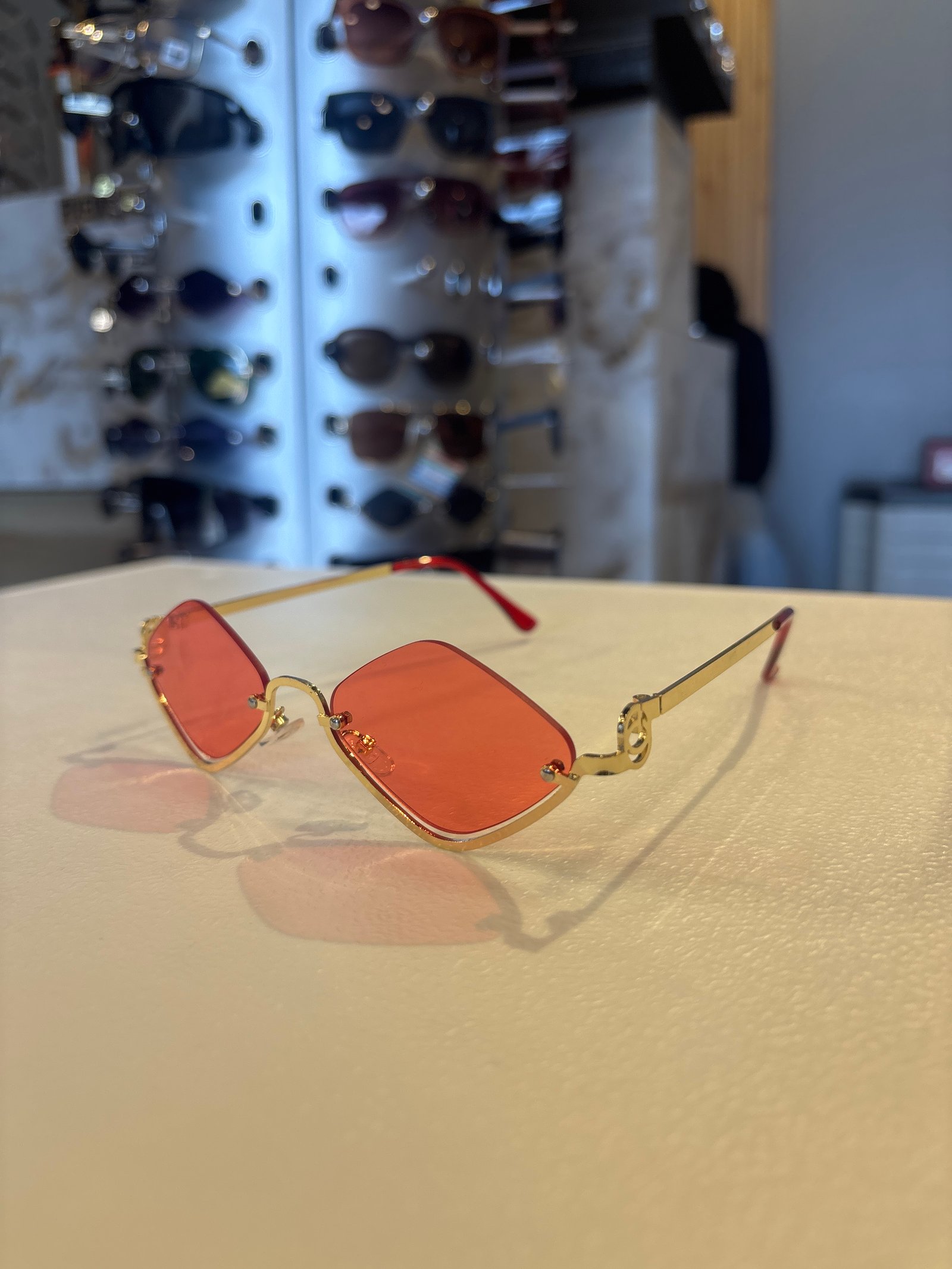 Stylish Pink Sunglasses with Gold Frame for Men
