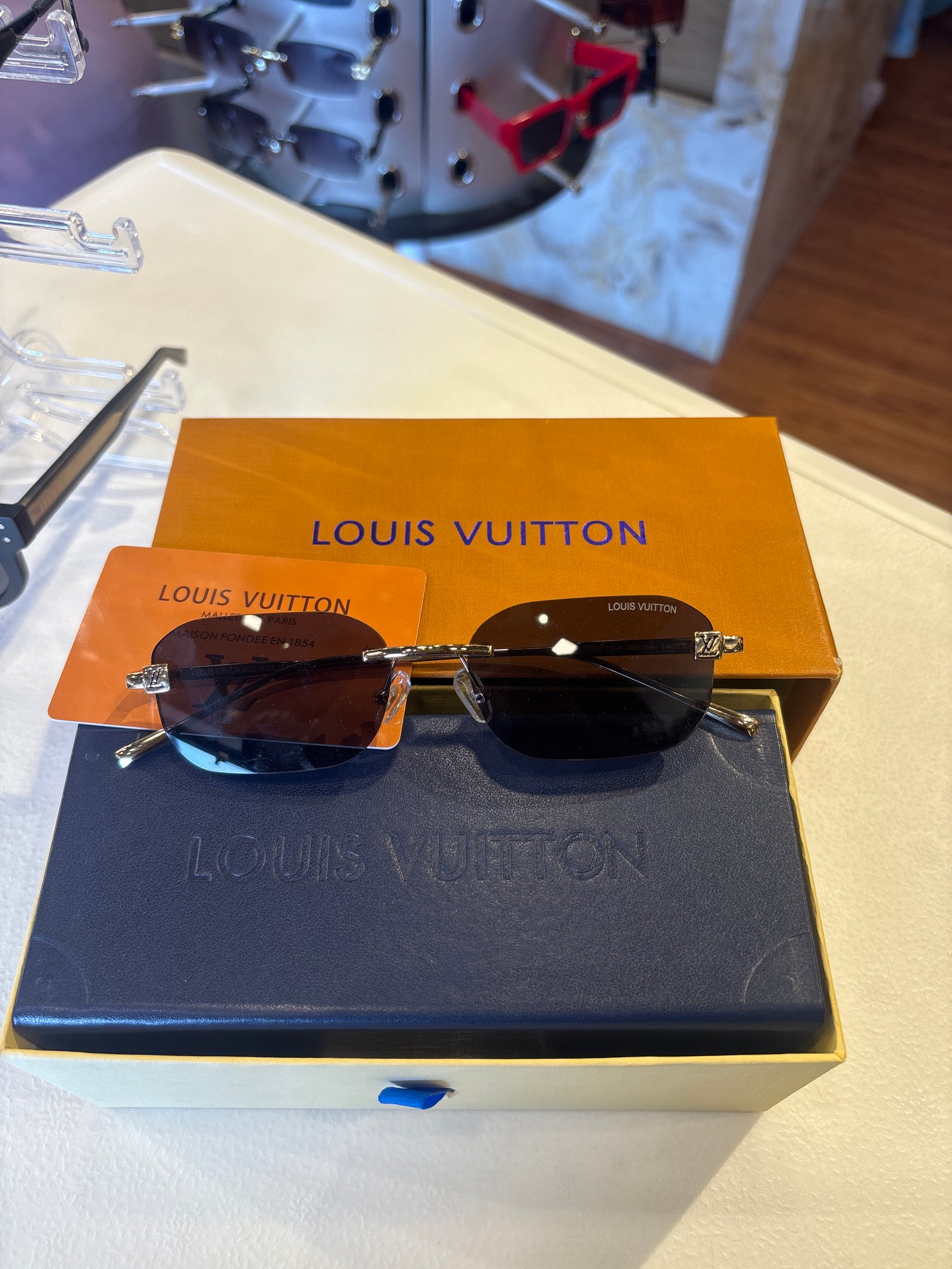 Louis Vuitton Men's Dark Brown Sunglasses with Luxury Packaging