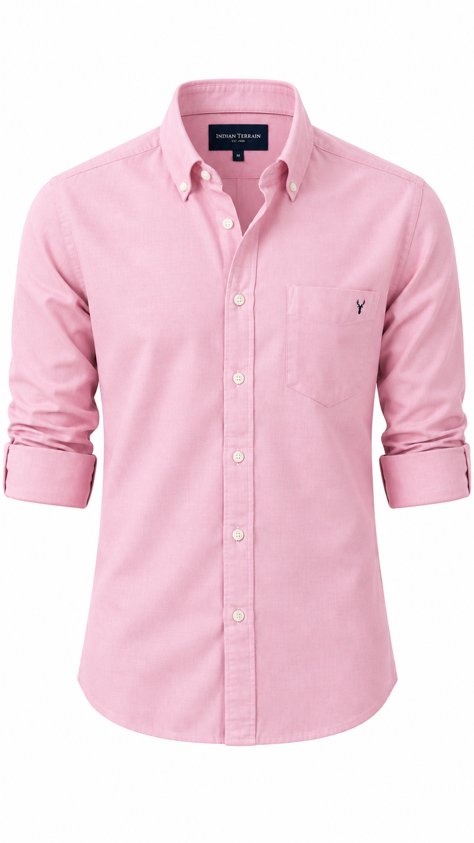 Indian Terrain Men's Pastel Pink Slim Fit Casual Shirt