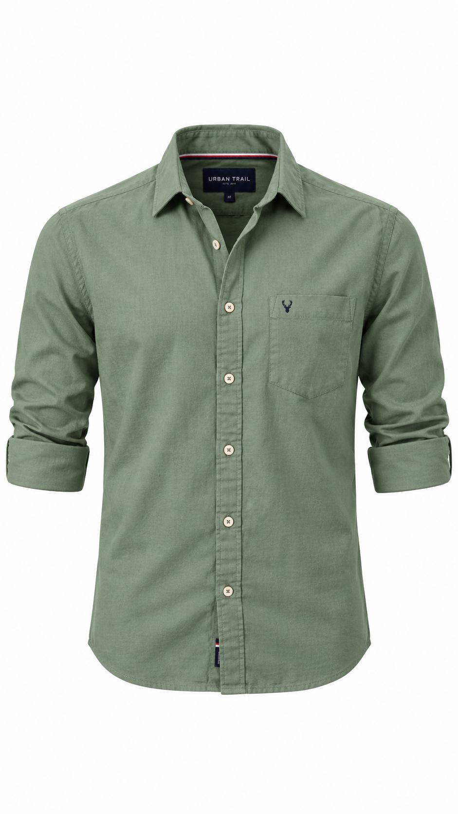 Urban Trail Men's Olive Green Casual Long Sleeve Shirt
